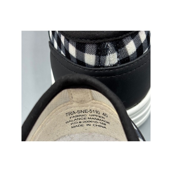 TRAQ Alegria Sneaq‎ Sneakers Womens 40 Black White Gingham Plaid Comfort Shoes - Picture 5 of 8